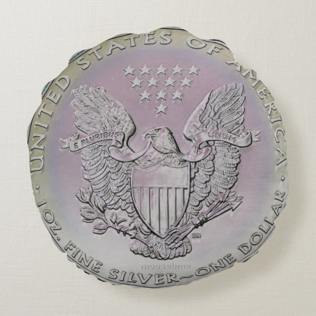 2020 Silver Eagle Coin Round Pillow (Back)