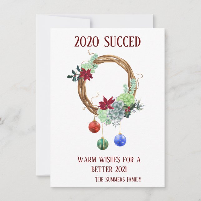 2020 Succed Succulent Funny Covid Holiday Card (Front)