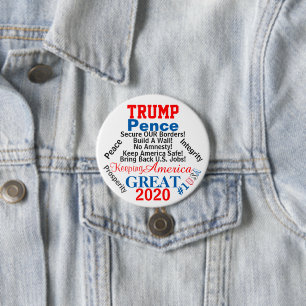 2020 Trump Pence US Election 3 Inch Round Button
