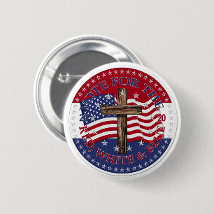 2020 Vote For The Red, White and Blue Cross Flag 2 Inch Round Button