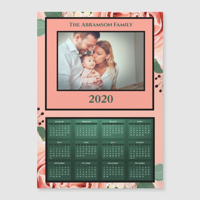2020 Year Family Flowers Calendar Magnet (Front)
