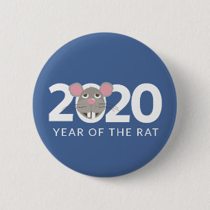 2020 year of the rat classic blue 2 inch round button