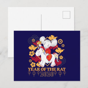 2020 Year of the Rat Unicorn Postcard