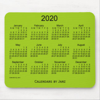 2020 Yellow Green Calendar by Janz Mouse Pad