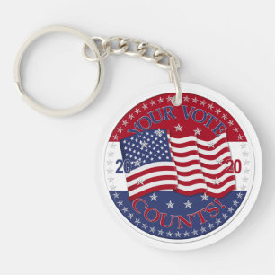 2020 Your Vote Counts American Flag Keychain