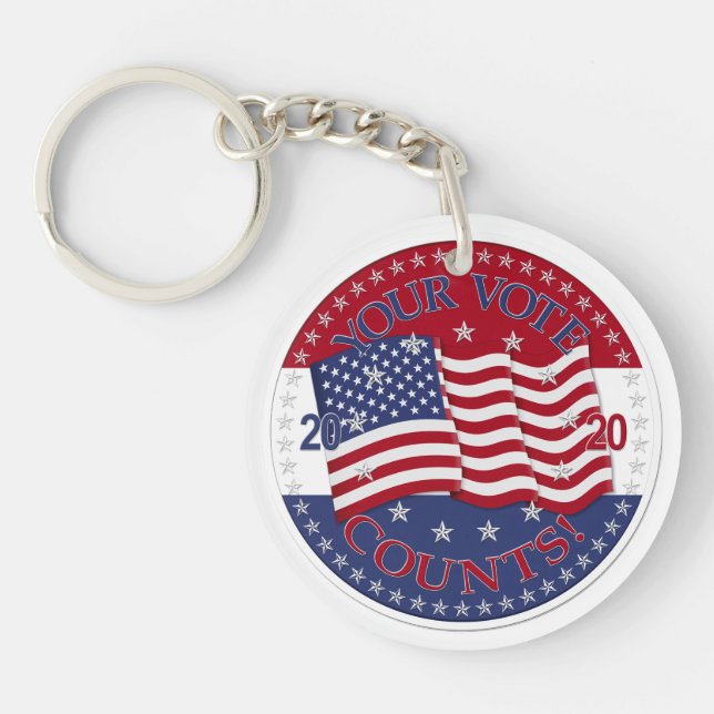 2020 Your Vote Counts American Flag Keychain (Front)
