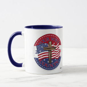 2020 Your Vote Counts Cross And American Flag Mug