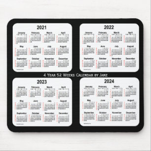 2021-2024 White Neon 52 Weeks Calendar by Janz Mouse Pad