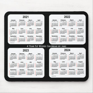2021-2024 White Neon 52 Weeks Calendar by Janz Mouse Pad