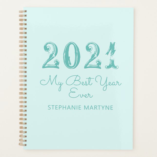 2021 Best Year Ever Personalized Aqua Planner (Front)