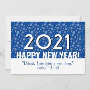2021   Bible Verse   Blue   Snowflakes   NEW YEAR Holiday Card