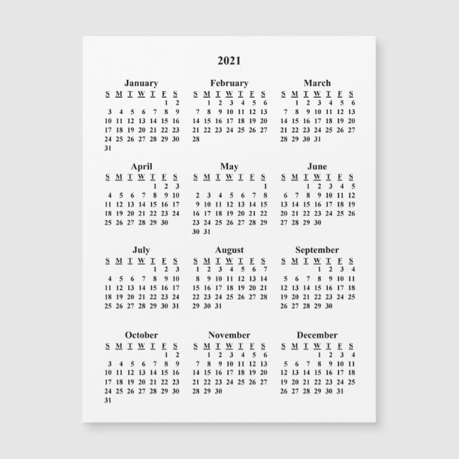 2021 Blank Calendar (Front)