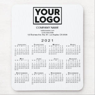 2021 Calendar Company Logo and Text on White Mouse Pad