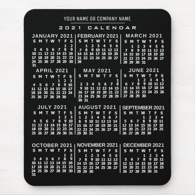 2021 Calendar (See Description for New Version)  Mouse Pad (Front)