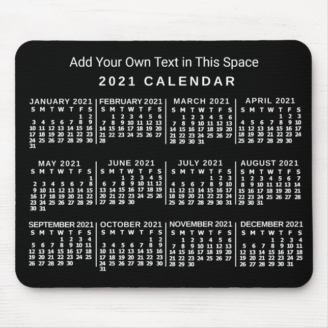 2021 Calendar (See Description for New Version) Mouse Pad (Front)