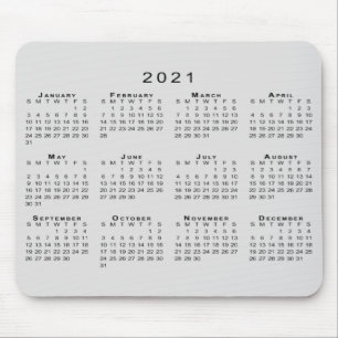 2021 Calendar Simple Grey and Black Mouse Pad