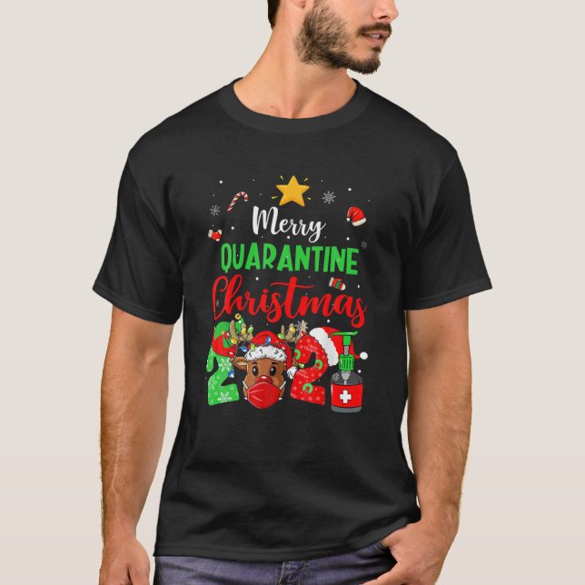 2021 Christmas Bingo Funny Cute Xmas Masks T-Shirt (Front)