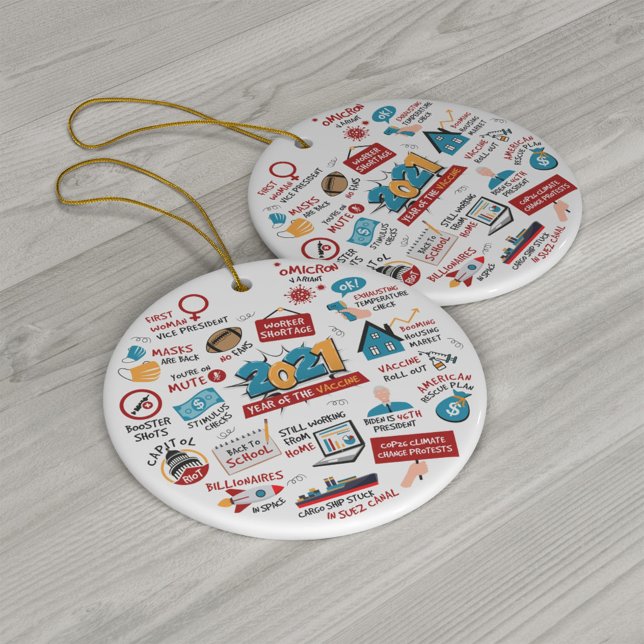 2021 Christmas Tree Pandemic Vaccine Year List Ceramic Ornament (Creator Uploaded)