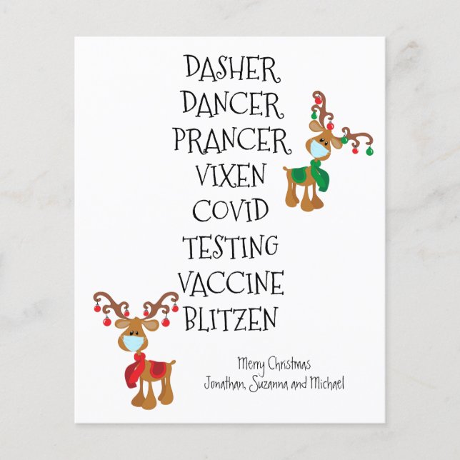 2021 Covid Christmas Reindeer Names Budget Flyer (Front)