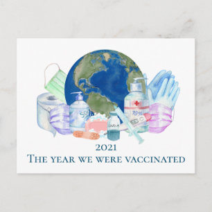 2021 Covid Year we were Vaccinated Vaccine Postcard