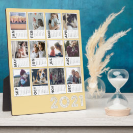 2021 Desktop Calendar Modern Photo Collage Plaque