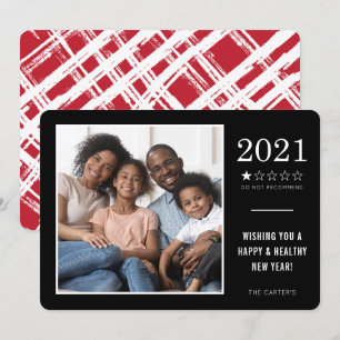 2021 DO NOT RECOMMEND funny 1 star rating black Holiday Card
