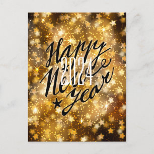 2021 Festive Gold Happy New Year Holiday Postcard