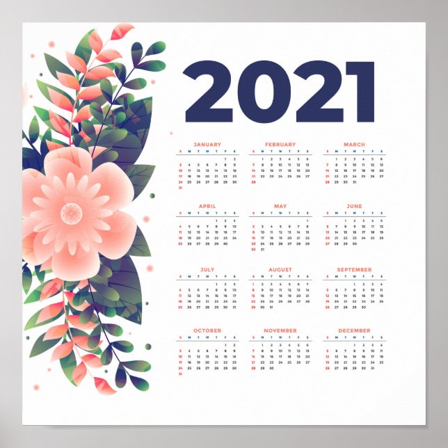 2021 Floral Calendar Poster (Front)