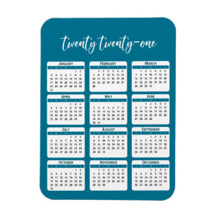 2021 Full Year Calendar Script Magnet