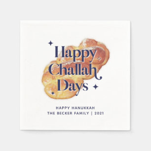 2021 Fun Happy Challah Days Hanukkah Watercolor Napkin