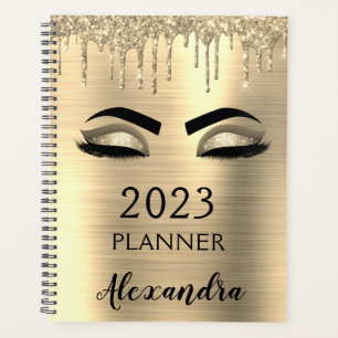 2021 Gold Glitter Sparkle Eyelashes Glam Planner