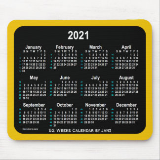 2021 Gold Neon 52 Weeks Calendar by Janz Mouse Pad