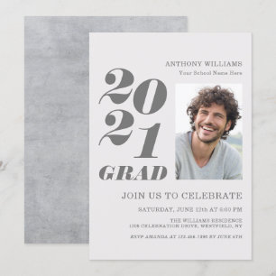 2021 Grad Party Bold Text with Your Photo Invitation