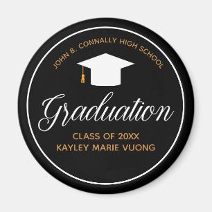 2021 Graduation Black Gold Custom School Keepsake Magnet