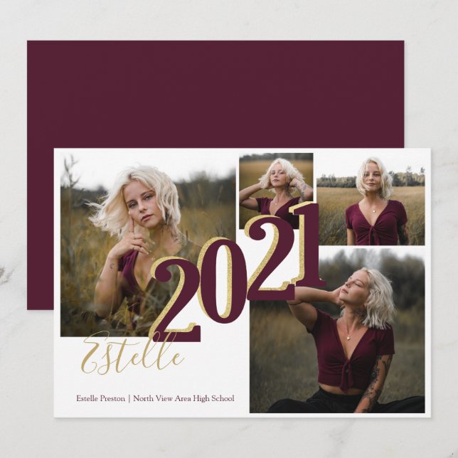 2021 Graduation Collage Colour Option Invitation (Front/Back)