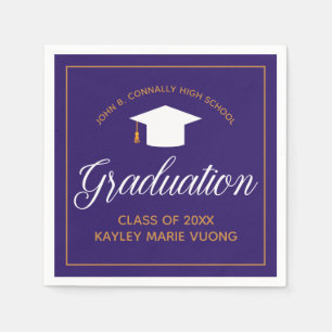 2021 Graduation Purple Gold Custom School Monogram Napkin