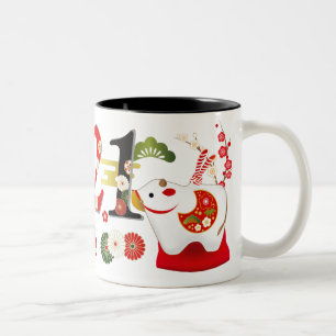 2021 Happy New Year Cute Ox Doll Two-Tone Coffee Mug