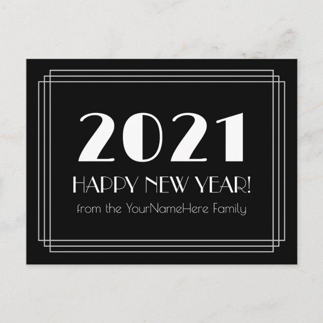 2021 HAPPY NEW YEAR! + Personalized Name Postcard (Front)