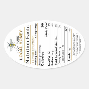 2021 Honey Nutrition Facts Oval Label with Bee