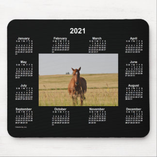 2021 Horse Neon Calendar by Janz Mouse Pad