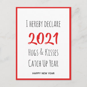 2021 Hugs Kisses Catch Up   New Year Postcard
