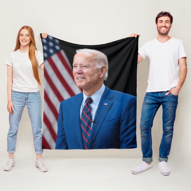 2021 Joe Biden US President Portrait Fleece Blanket (In Situ)