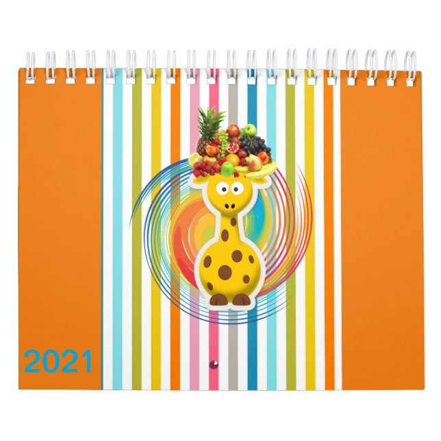 2021 Kids Calendar Giraffe Pigs, Cows, Horse, Fox (Cover)