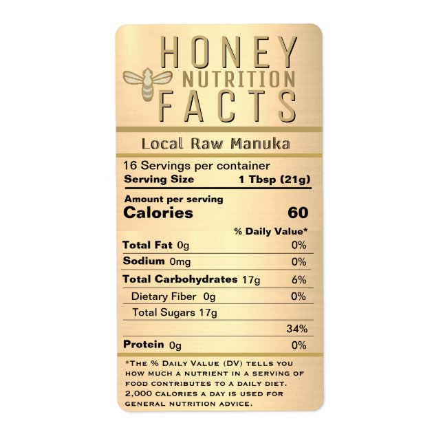 2021 Latest Honey Nutrition Metallic Gold with Bee (Front)