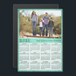2021 Magnetic Fridge Calendar Family Photo Green<br><div class="desc">This simple 2021 magnetic card calendar is easy to personalize with the family name and custom photo to create a unique present for the loved ones. Click "Personalize this template" to upload your picture and type the family name. Green background makes it stylish and cheerful. This Sunday through Saturday calendar...</div>