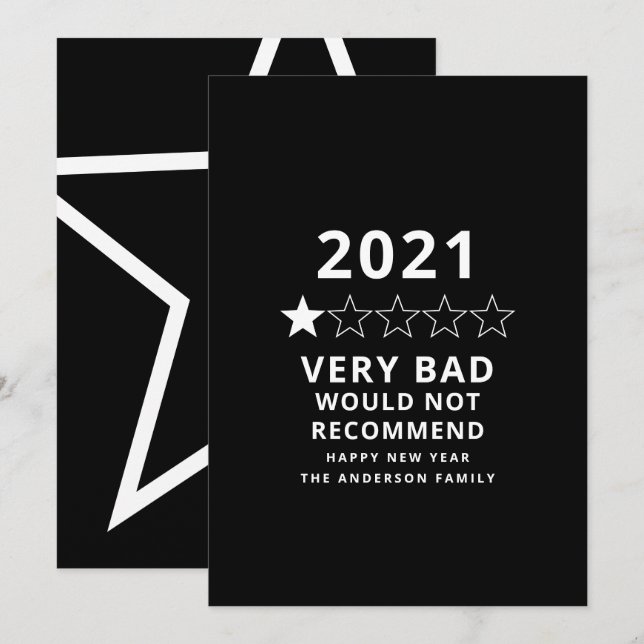 2021 mauvaise année en examen 5 étoiles carte de v (Devant / Derrière)
