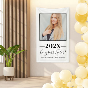 2021 Minimalist Black Custom Photo Graduation Banner