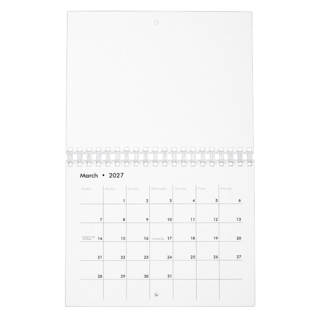 2021 Monthly Calendar (Mar 2027)