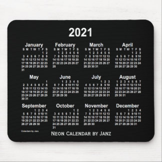 2021 Neon White Calendar by Janz Mouse Pad