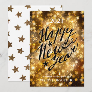 2021 NEW YEAR   Corporate Business Festive Gold Holiday Card